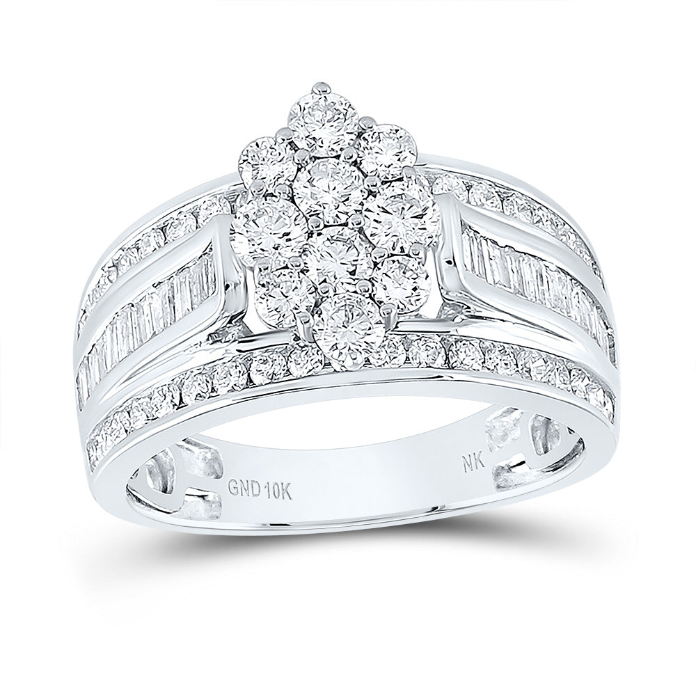 10kt White Gold 1 1/2 Cttw Wedding Engagement Anniversary Diamond Ring, Women Size: 5-9