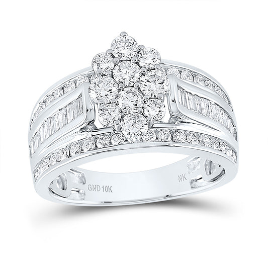 10kt White Gold 1 1/2 Cttw Wedding Engagement Anniversary Diamond Ring, Women Size: 5-9