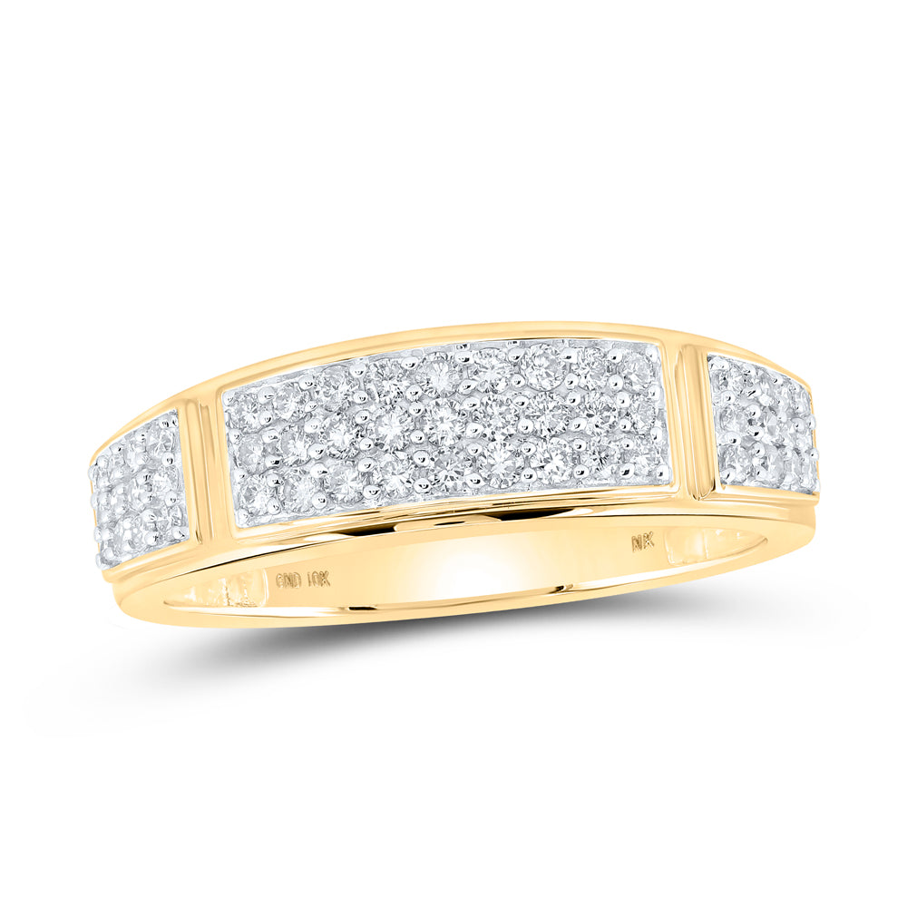10K White Or Yellow Gold His Hers Round Diamond Cluster Matching Wedding Set, Womens Size: 5-10, Mens Size: 7-13