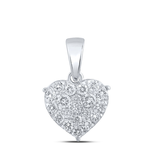 10kt White Gold 1/2 Cttw Diamond Heart Pendant