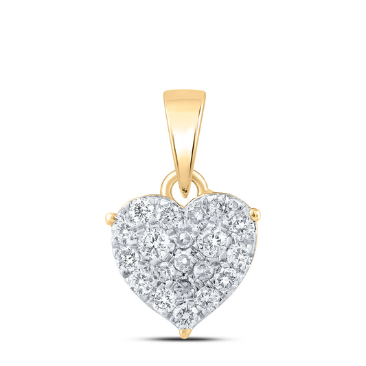 10kt Yellow Gold 1/4 Cttw Diamond Heart Pendant