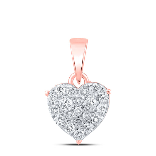 10kt Rose Gold 1/4 Cttw Diamond Heart Pendant
