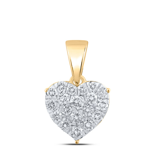 10kt Yellow Gold 1/6 Cttw Diamond Heart Pendant