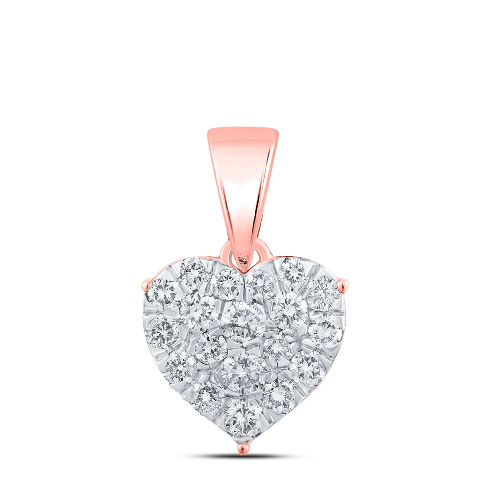 10kt Rose Gold 1/6 Cttw Diamond Heart Pendant