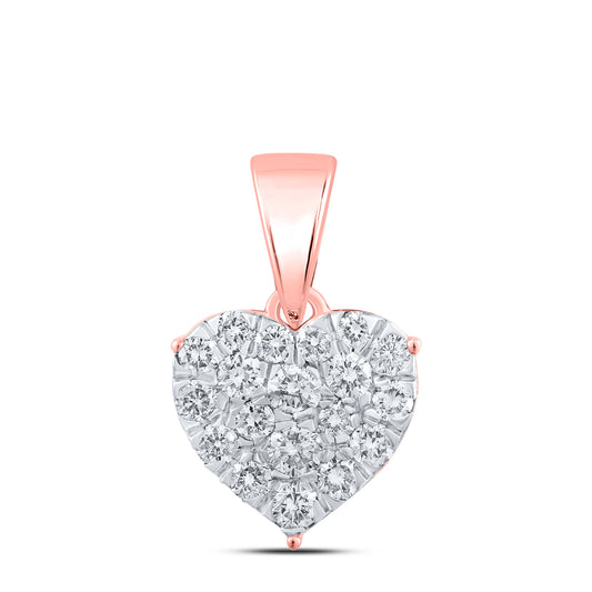10kt Rose Gold 1/6 Cttw Diamond Heart Pendant