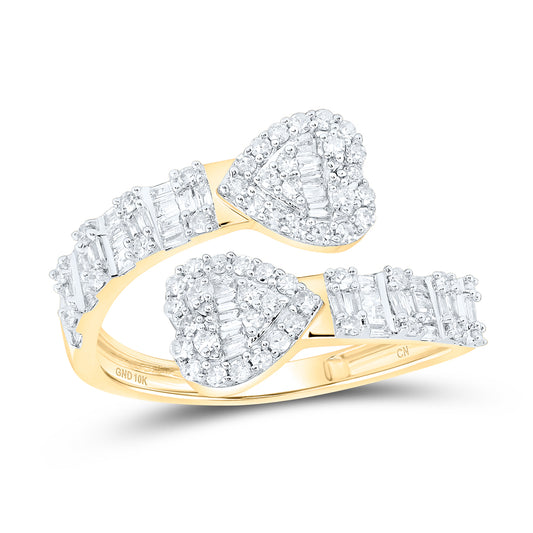 10kt Yellow Gold Diamond Heart Cuff Ladies Wedding Engagement Anniversary Ring