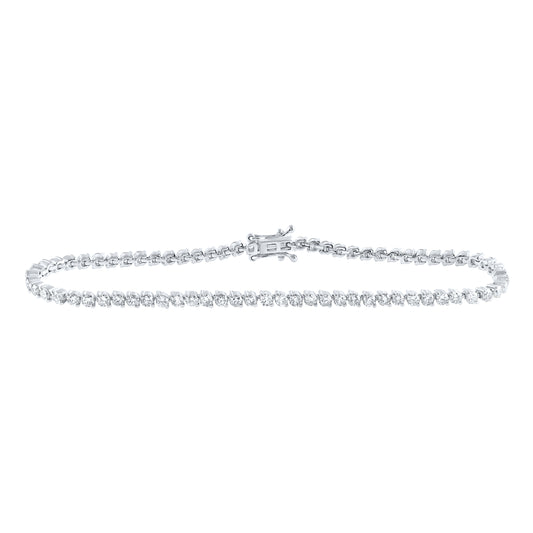 14K White Gold 3 Ctw Natural Diamond Nk Tennis Bracelet (7 Inch)