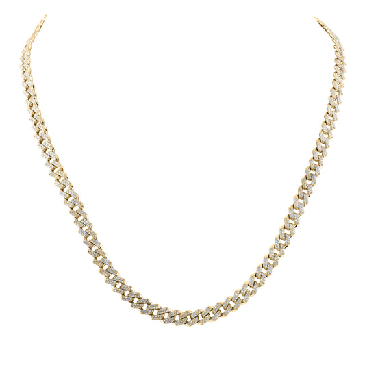 10kt Yellow Gold 4 3/4 Cttw Diamond (6.5mm) Cuban Mens Chain, Length: 18 Inch
