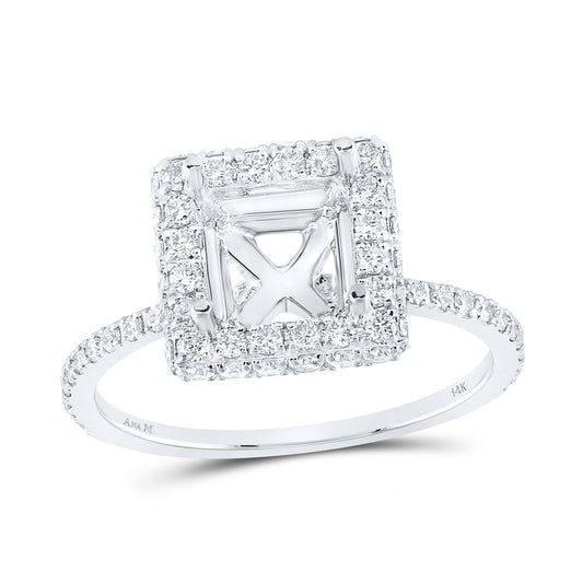 14kt White Gold 3/4 Cttw Diamond Ana M and 1 1/2 cttw Semi-mount Single Halo Wedding Engagement Anniversary Ring, Women Size: 5-9