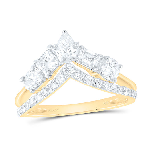 14kt Yellow Gold 1 3/8 Cttw Diamond Ana M Bridal Wedding Engagement Anniversary Ring, Women Size: 5-9