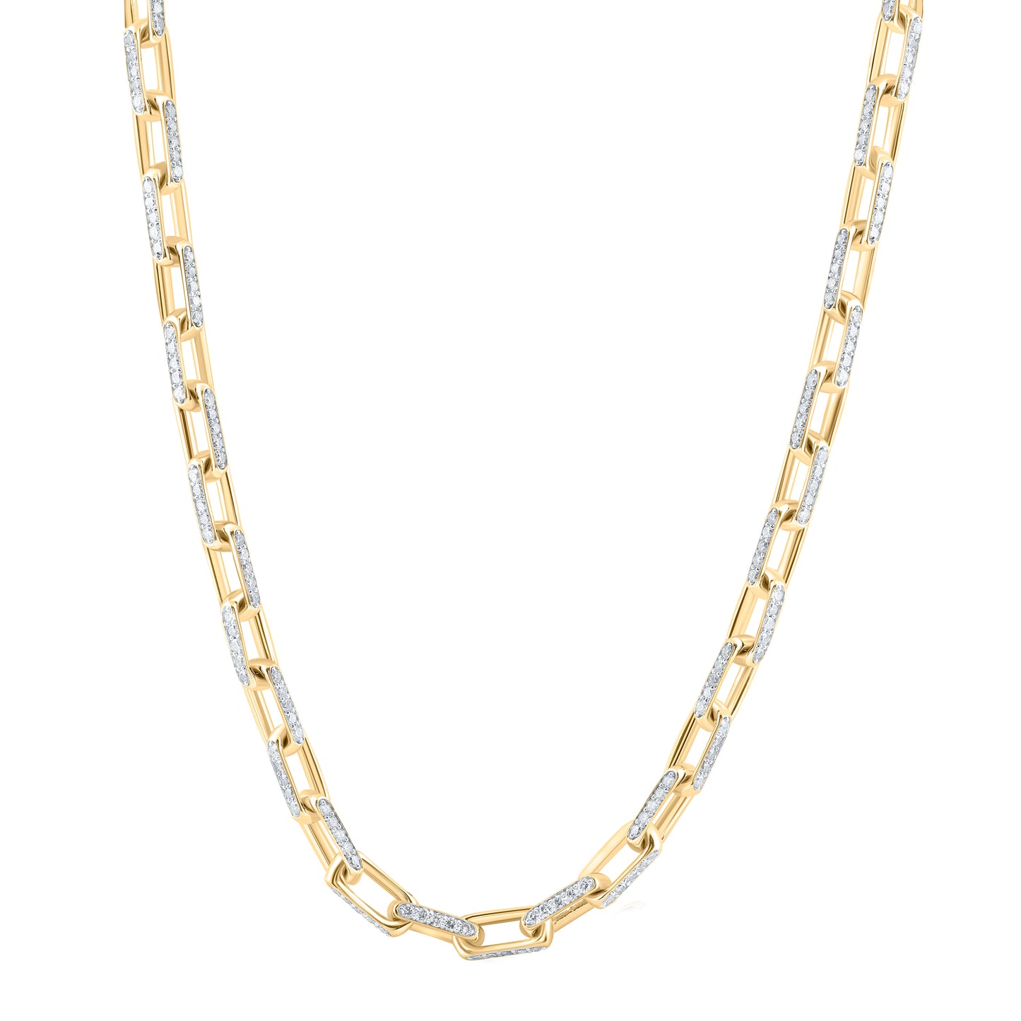 10K Yellow Gold Mens Round Diamond 18-inch Anchor Link Chain Necklace 10 Cttw, Length: 17.99 In, Width: 0.2 In