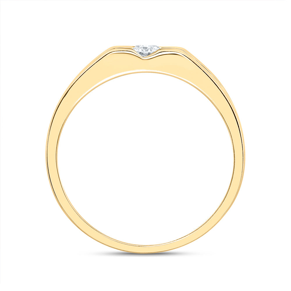 10K Yellow Or White Or Rose Gold Mens Round Diamond Solitaire Band Ring , Mens Size: 7-13