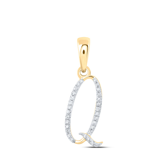 10kt Yellow Gold 1/10 Cttw Diamond Initial " Q" Pendant