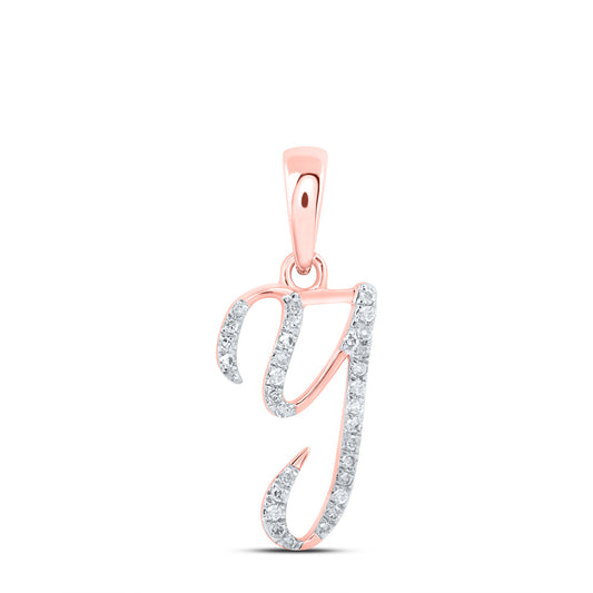 10kt Rose Gold 1/10 Cttw Diamond Initial " Y" Pendant
