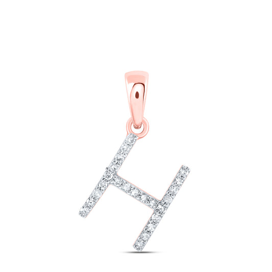 10kt Rose Gold 1/10 Cttw Diamond Initial " H" Pendant