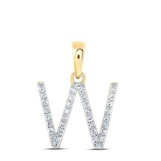 10kt Yellow Gold 1/8 Cttw Diamond Initial " W" Pendant