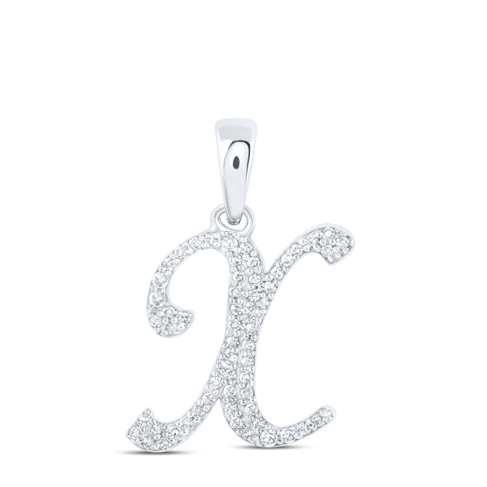 10K White Gold 1/8Ctw Natural Diamond Nk Initial "X" Pendant