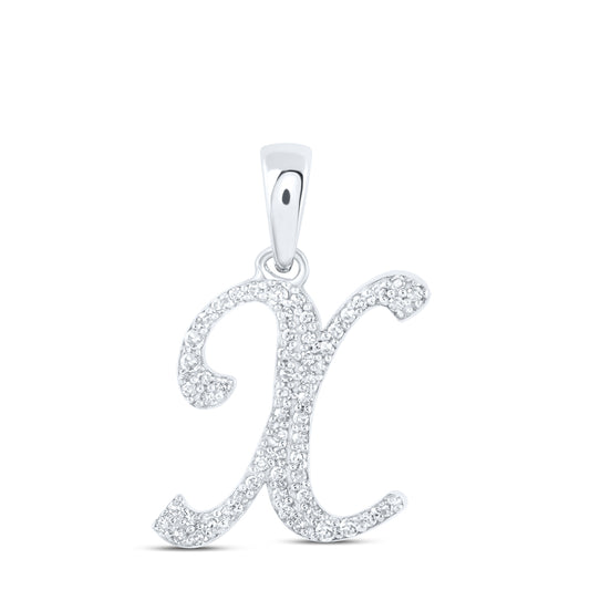 10K White Gold 1/8Ctw Natural Diamond Nk Initial "X" Pendant