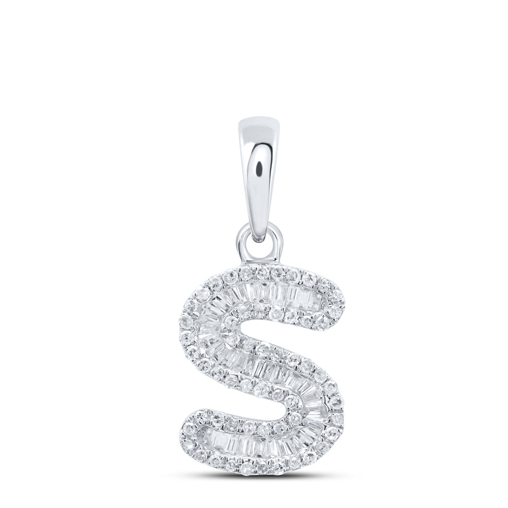 10K White Gold 1/3Cttw Diamond Initial "S" Pendant
