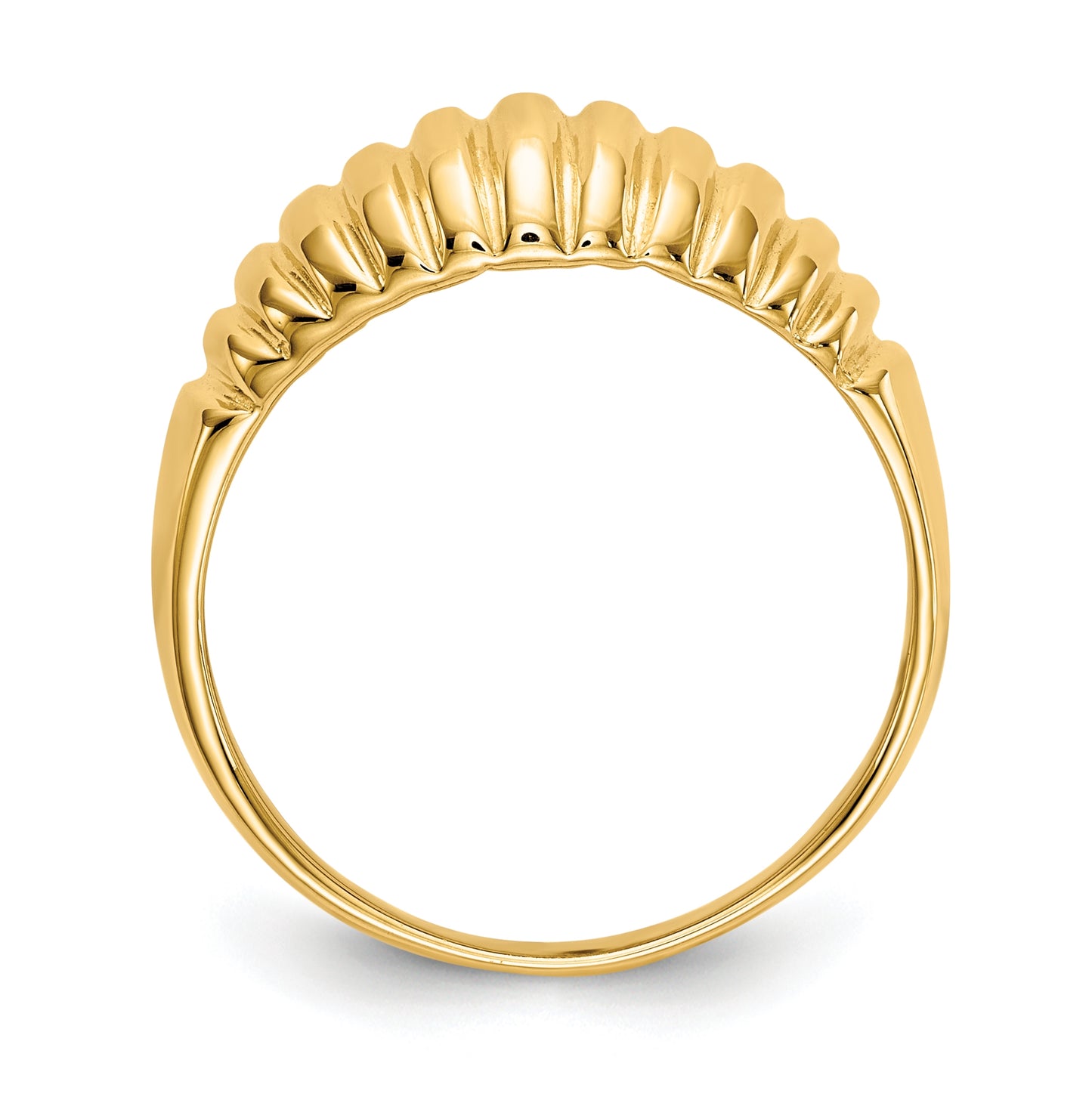 10K Yellow Gold High Polished Ribbed Dome-Ring