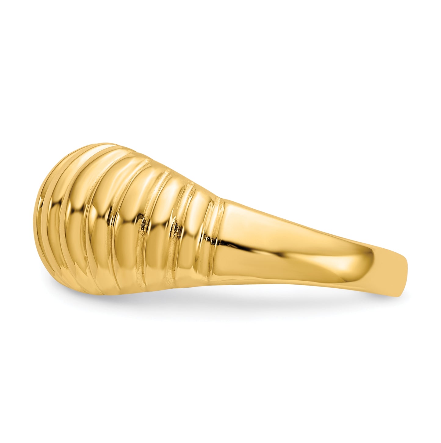 10K Yellow Gold High Polished Ribbed Dome-Ring