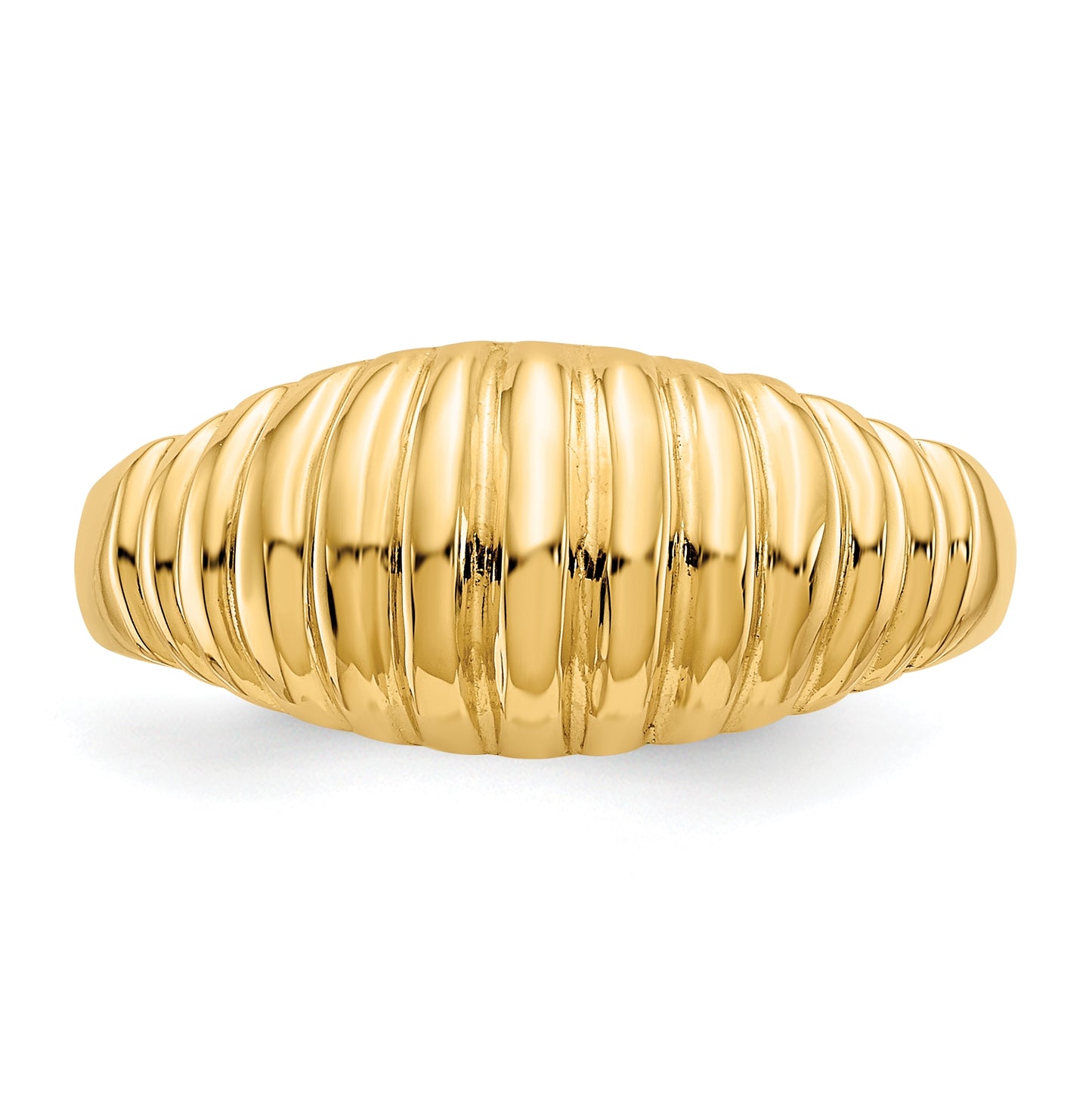 10K Yellow Gold High Polished Ribbed Dome-Ring