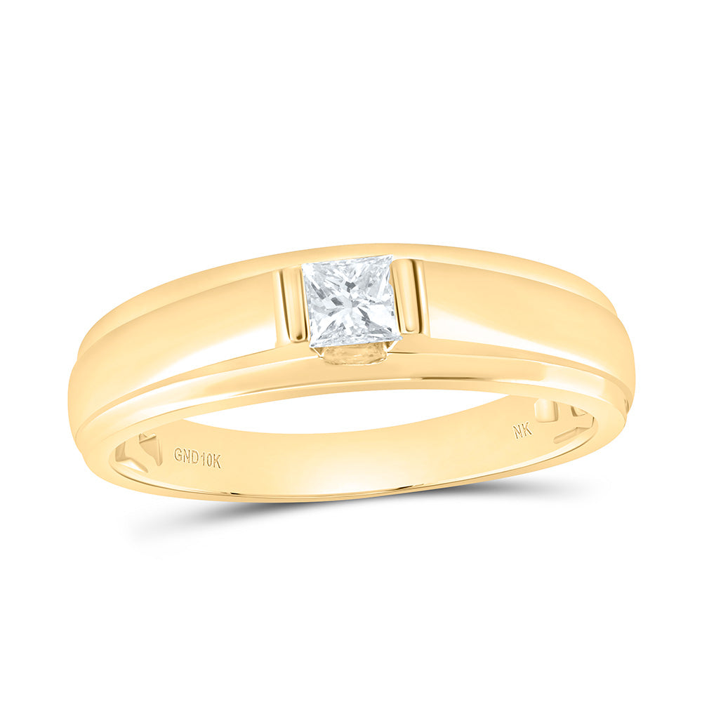 10kt Yellow Gold 1/3 Cttw Diamond Mens Ring, Men Size: 8-12
