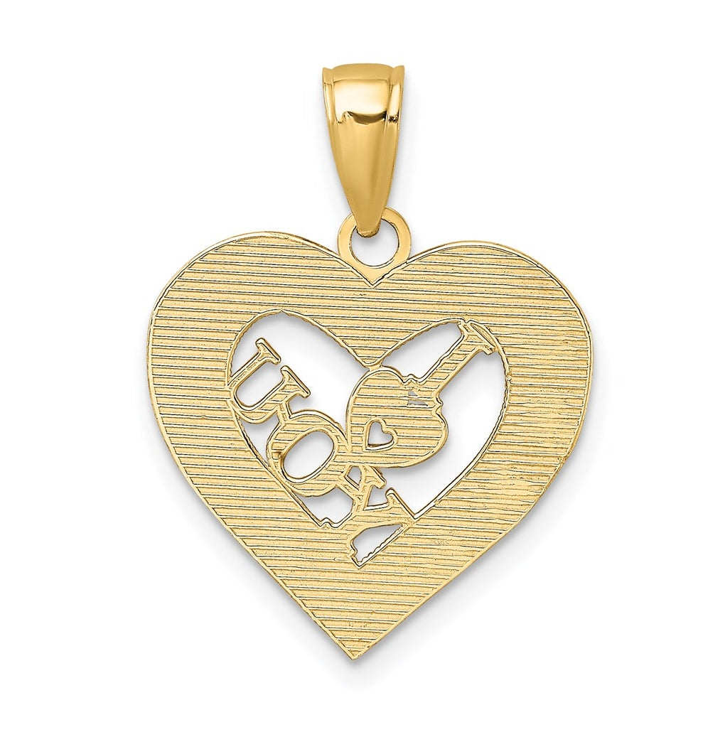 14K Yellow Gold I HEART YOU in Sweetheart Frame Charm – Elegant Jewelry Gift for Birthday, Anniversary, Engagement, Wedding