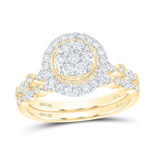 14kt Yellow Gold 3/4 Cttw Diamond Wedding Engagement Anniversary Bridal Set, Women Size: 5-9