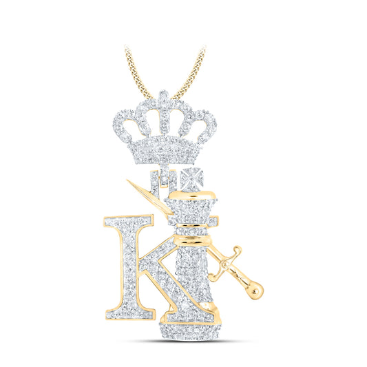 10kt Yellow Gold 1 1/2 Cttw Diamond Ãking Pin Swordä Mens Charm