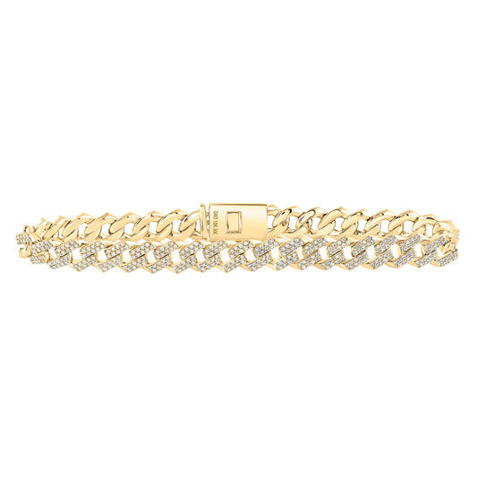 10kt Yellow Gold 3 1/5 Cttw Diamond (8mm) Mens Bracelet, Length: 8.5 Inch