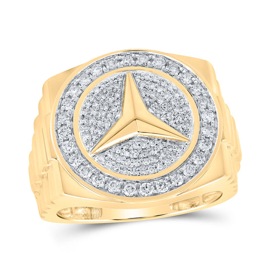 10kt Yellow Gold 10k Yellow Gold Round Diamond Star Circle Ring 3/4 Cttw, Men Size: 8-12