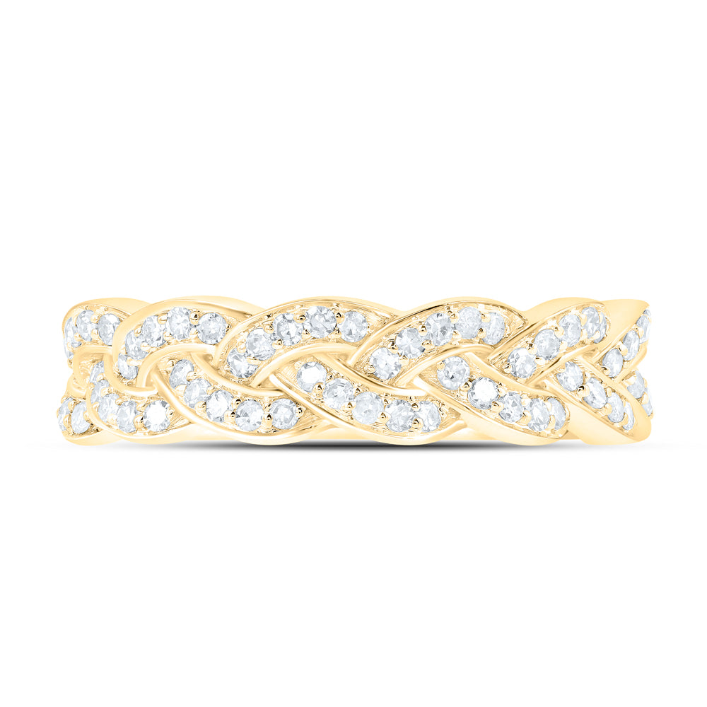 10K Yellow Or White Or Rose Gold Womens Round Diamond Braid Band Ring , Womens Size: 5-10