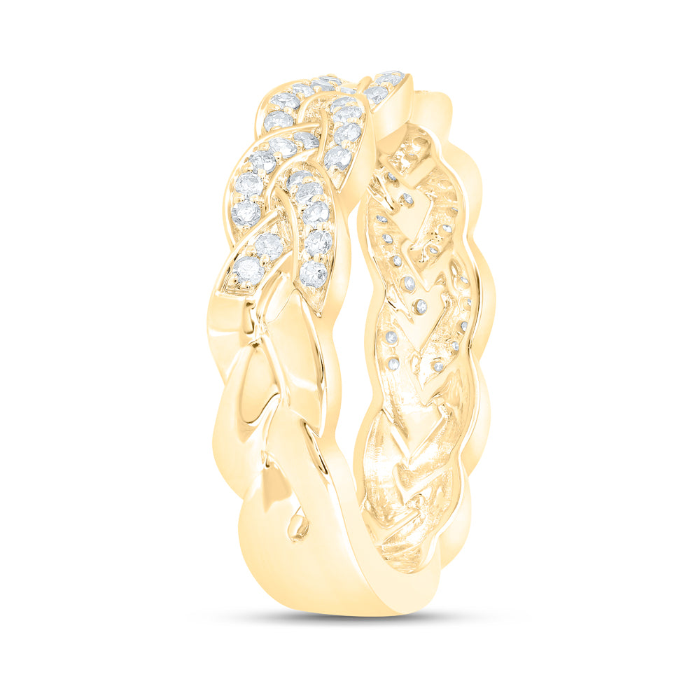 10K Yellow Or White Or Rose Gold Womens Round Diamond Braid Band Ring , Womens Size: 5-10