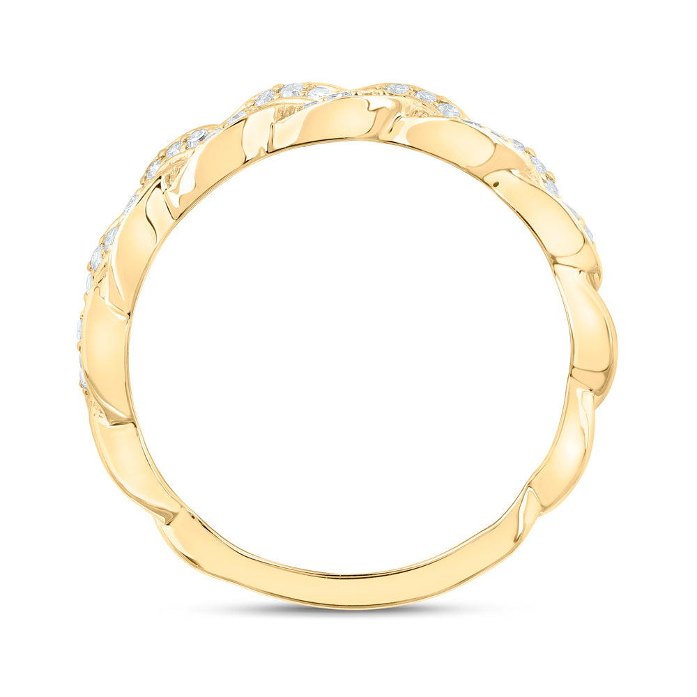 10K Yellow Or White Or Rose Gold Womens Round Diamond Braid Band Ring , Womens Size: 5-10