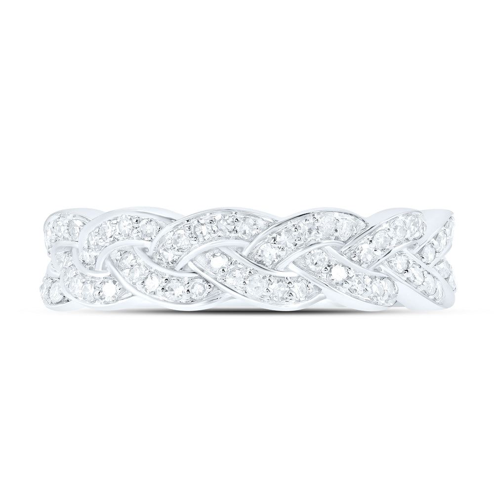 10K Yellow Or White Or Rose Gold Womens Round Diamond Braid Band Ring , Womens Size: 5-10