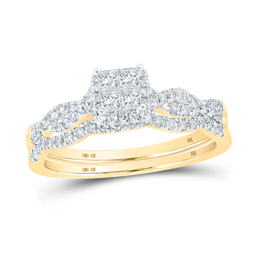 10kt Yellow Gold 1/2 Cttw Diamond Tessera Wedding Engagement Anniversary Bridal Set, Women Size: 5-9