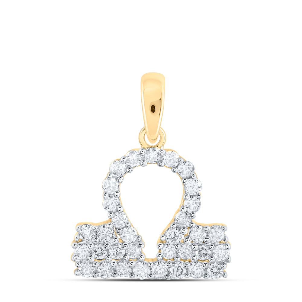 10K Yellow Gold 1/3Ctw Natural Diamond Nk Zodiac Sign Of Libra Pendant