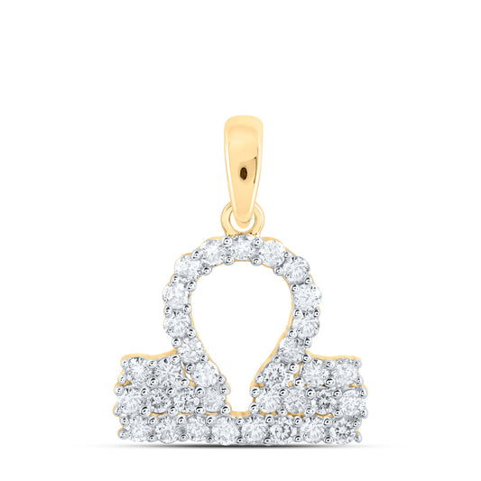 10K Yellow Gold 1/3Ctw Natural Diamond Nk Zodiac Sign Of Libra Pendant