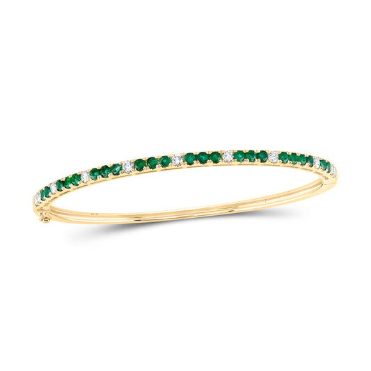 14kt Yellow Gold 5/8 Cttw Diamond and 1 3/8 Cttw Emerald Bangle