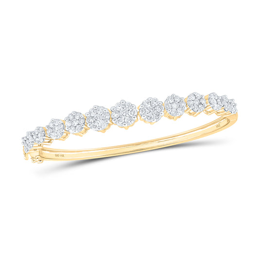 14kt Yellow Gold 2 3/4 Cttw Diamond Flower Bangle