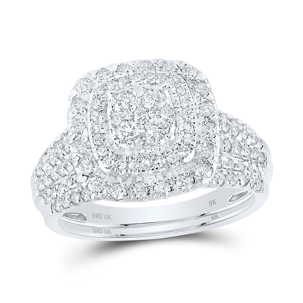 10kt White Gold 1 Cttw Diamond Fashion Wedding Engagement Anniversary Bridal Set, Women Size: 5-9