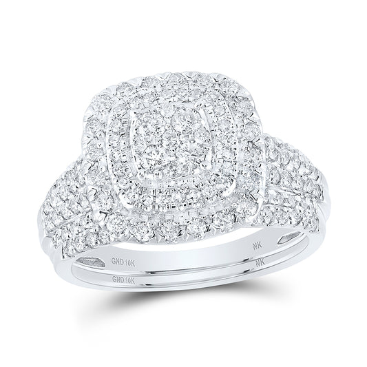 10kt White Gold 1 Cttw Diamond Fashion Wedding Engagement Anniversary Bridal Set, Women Size: 5-9