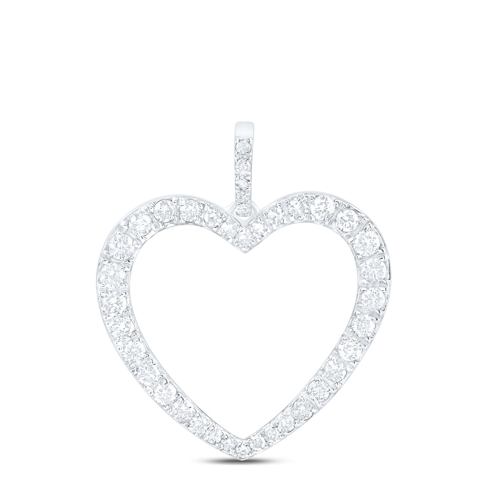 10K White Gold 1/2Ctw Natural Diamond Fashion Heart Pendant