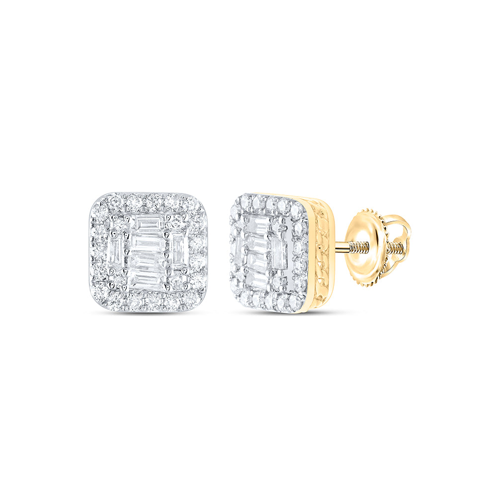 14K Yellow Gold 5/8Ctw Natural Diamond Ana M Square Earring
