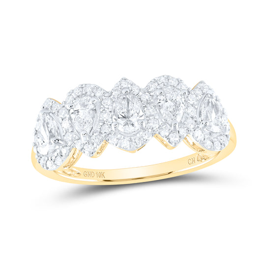 10K Yellow Gold 1Ctw Natural Diamond Cn Pear Diamond Anniversary Fashion Band