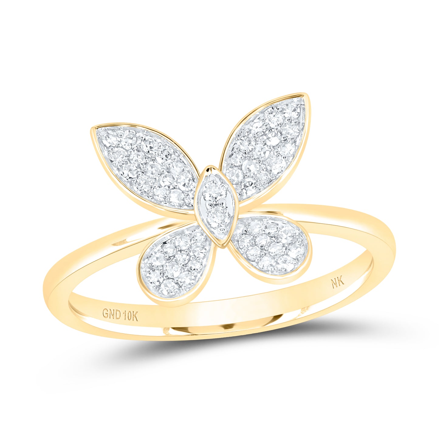 10kt Yellow Or White Or Rose Gold 1/4 Ctw Dia Nk Butterfly Fashion Ring