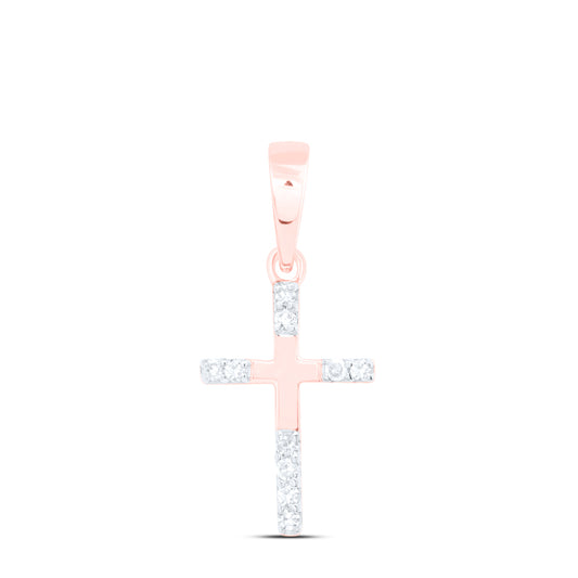 10kt Rose Gold 1/20 Cttw Diamond Cross Pendant