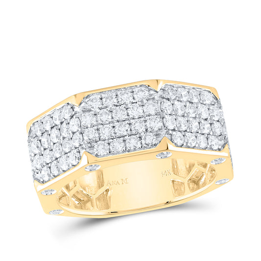 14kt Yellow Gold 2 1/2 Cttw Diamond Ana M Bolt Mens Band, Men Size: 8-12