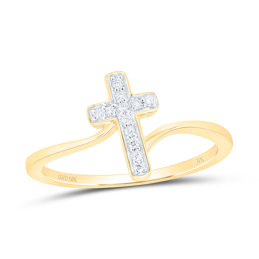 10kt Yellow Or White Gold Diamond Cross Wedding Engagement Anniversary Ring